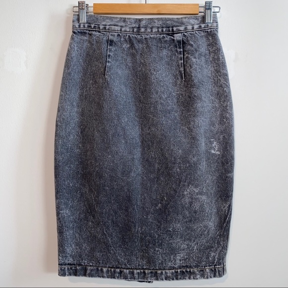 Vintage Acid Wash Grayish Pencil Skirt Size 10 - Picture 6 of 9